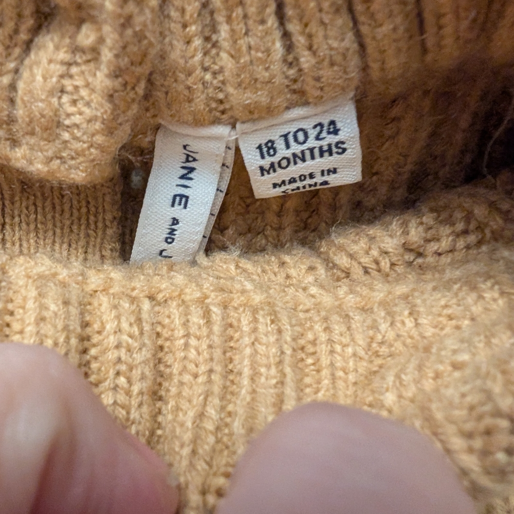 Janie and Jack Camel Cable Knit Sweater - Picture 4 of 9